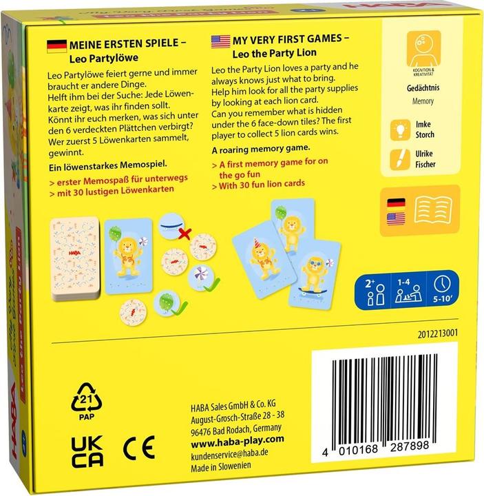 Image du produit Haba Meine ersten Spiele To Go Leo Partylöwe (Allemand, Anglais)