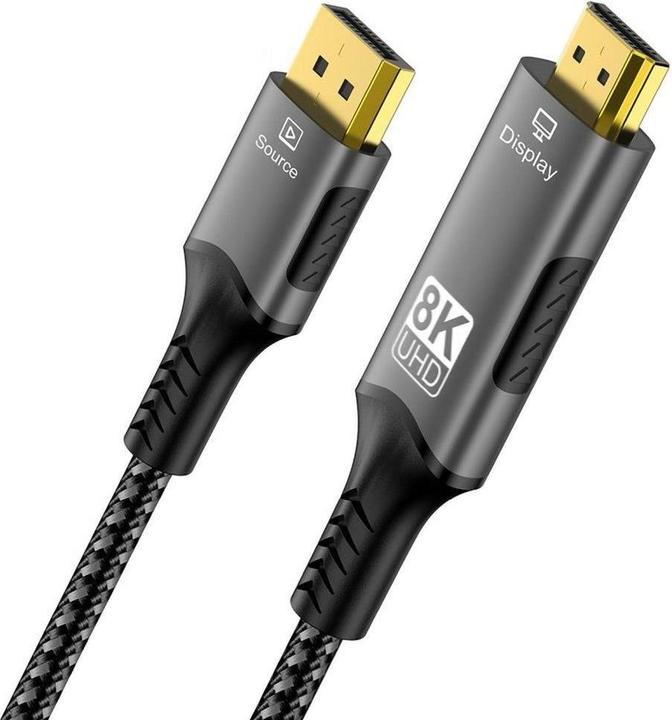 Produktbild PremiumCord DisplayPort 1.4 na HDMI2.1 kabel pro rozlišení 8K@60Hz,4K@144Hz, 2m (2 m)