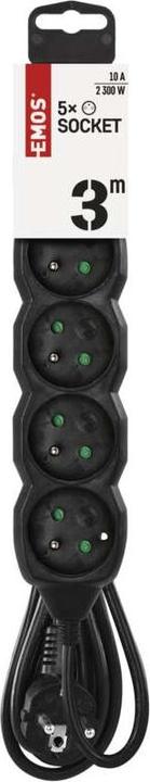 Image du produit Emos Rallonge P0513C - 5 prises / 3M / noir (3 m, Type 13)