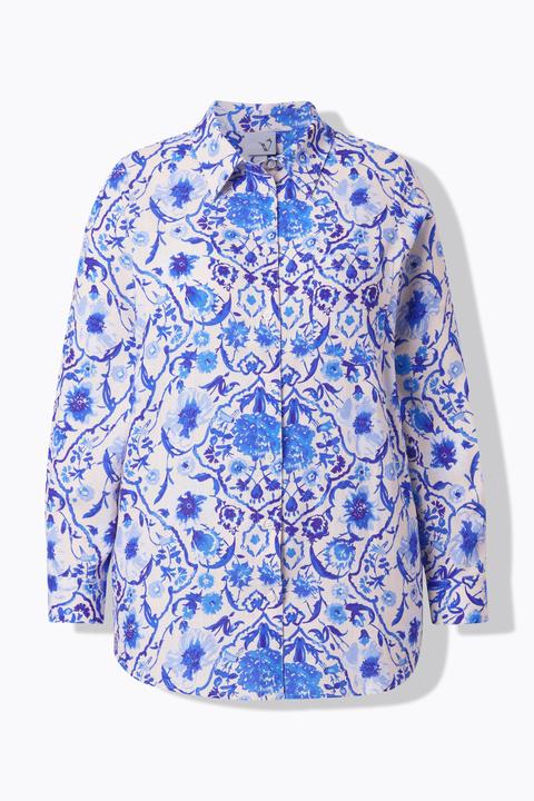 Immagine prodotto Ulla Popken Camicia in misto lino con collo da camicia e maniche lunghe (46, 48)