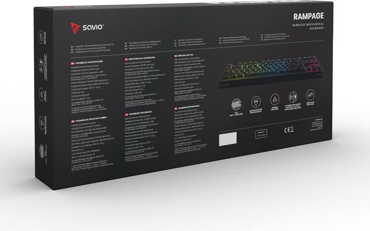 Actual product image Savio Rampage Outemu Ruda Mechanical Keyboard, anti-ghosting, RGB, black (US, Cable)