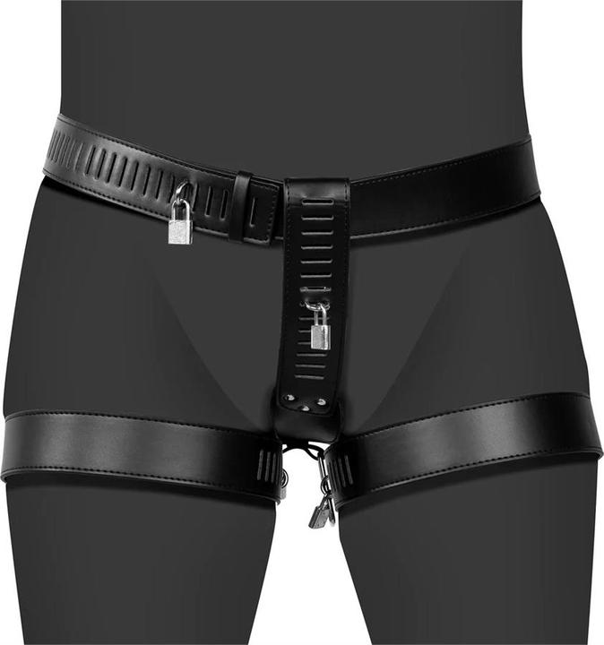 Immagine prodotto Ouch! PU Leather Female Chastity Belt with Leg Restraint - Black