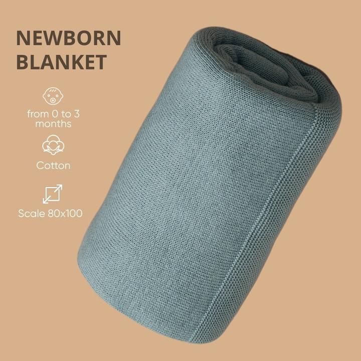 Immagine prodotto Zero.99 Gesstrickte Decke, 100 % Baumwolle (80 x 100 cm)