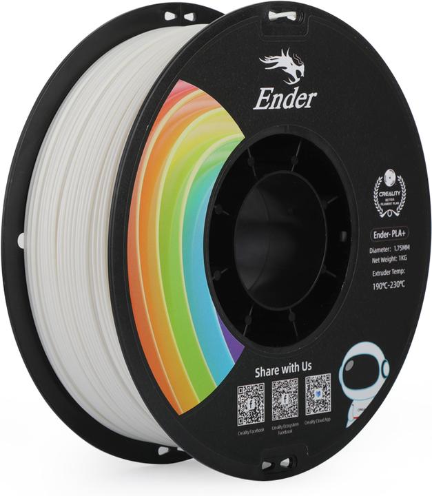 Immagine prodotto Creality Filamento PLA+ Bianco, 1,75 mm, 1 kg (PLA, 1.75 mm, 1000 g, Bianco)