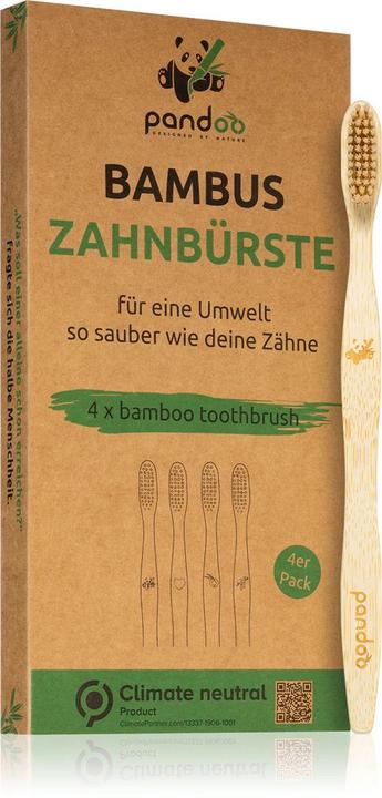 Image du produit Pandoo Brosses à dents en bambou (Moyen, 4 x)
