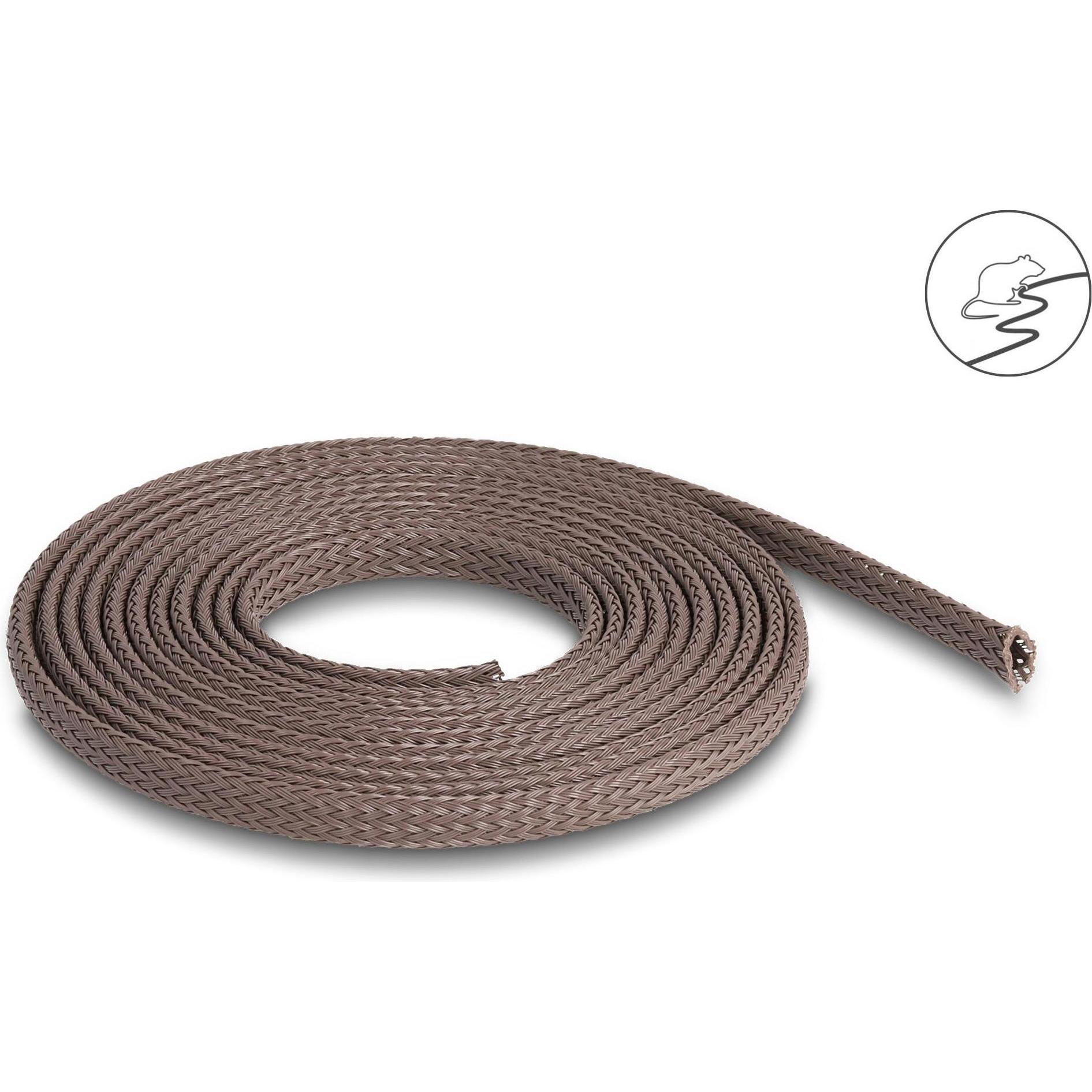 Delock, Kabelschutz + Kabelführung, Geflechtschlauch nagerfest, 2 m x 6 mm Braun (Kabelschlauch, 2000 mm)