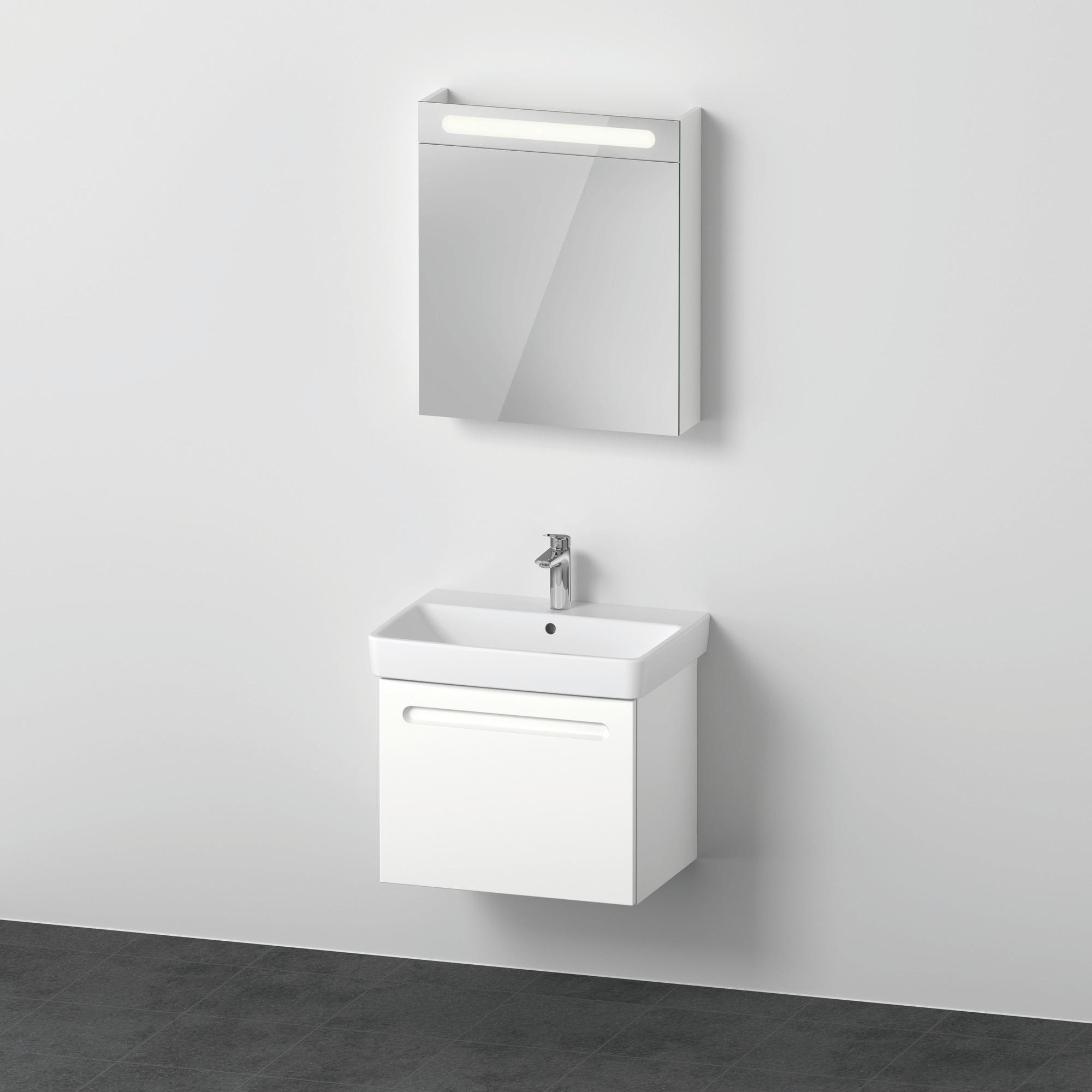 Duravit, Badmöbelset, No.1 Möbelset 650, inkl. Waschtisch, Waschtischunterbau, Spiegelschrank mit Anschlag links