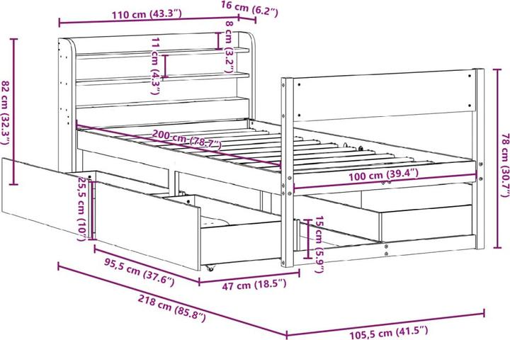 Image du produit vidaXL Bettgestell (100 x 200 cm)