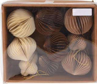 Home&Styling Boule de papier 80 Mm Set 9 Décorations à suspendre. (9 -pièce)