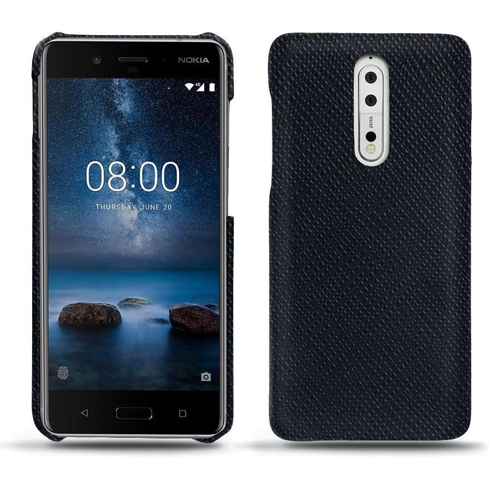 Noreve Lederschutzhülle (Nokia 8), Smartphone Hülle, Schwarz
