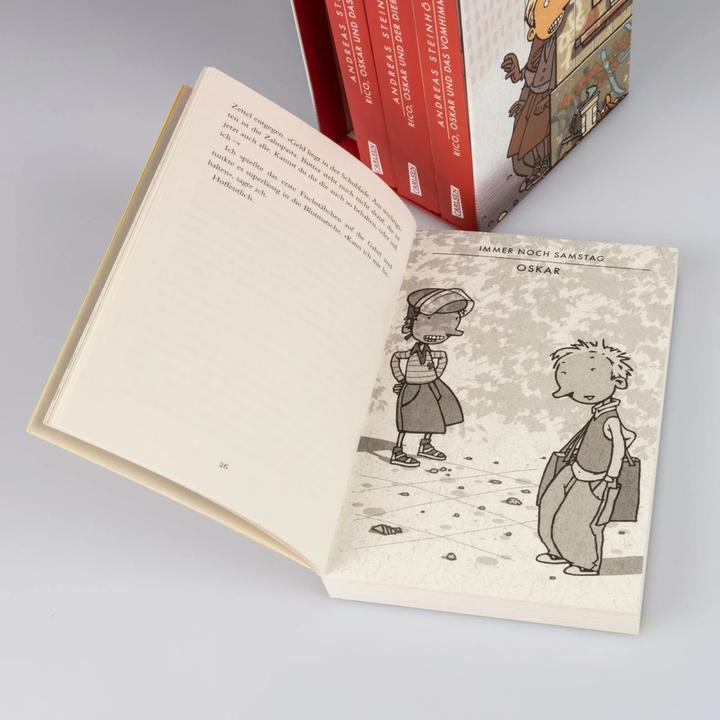 Actual product image Rico und Oskar – Die ersten vier Bände im Taschenbuch-Schuber (Rico und Oskar) (German, Andreas Steinhöfel, Peter Sossov, 2022)
