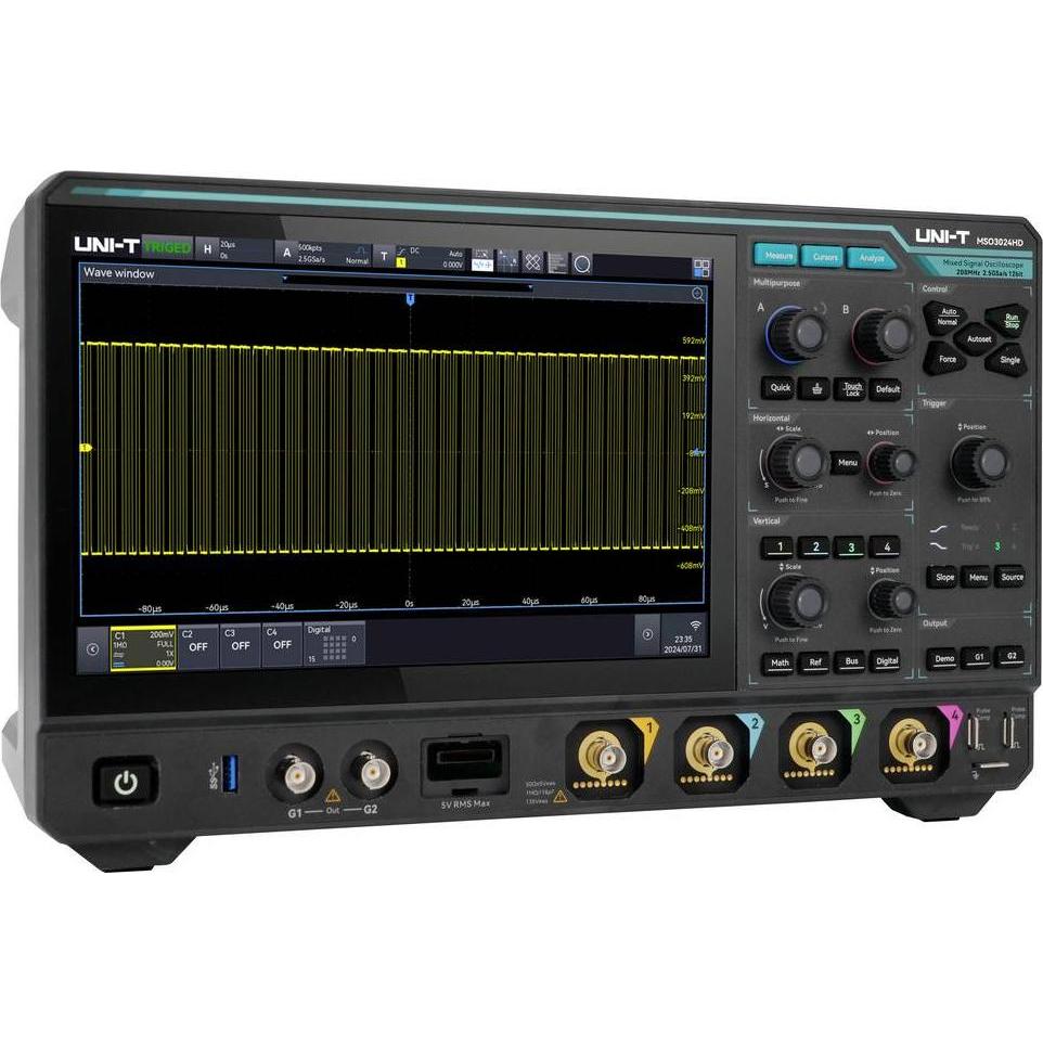 Uni-T, Multimetro, MSO3024HD Digital-Oszilloskop 200 MHz 2.5 GSa/s 500 Mpts 12 Bit 1 St.