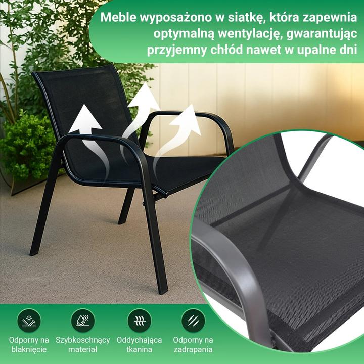 Image du produit Extralink Schwarzwald Klassisches Gartenmöbelset Textilen Zwei Stühle + Tisch Schwarz L-0750