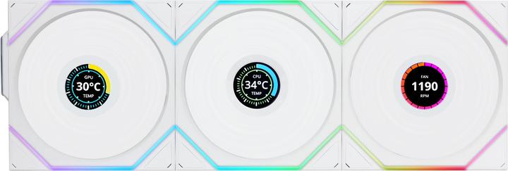 Productafbeelding Lian-Li UNI FAN TL Wireless LCD Lüfter, ARGB, PWM, 3er-Pack inkl. Controller - Reverse Blade, 120 mm (120 mm, 3 x)