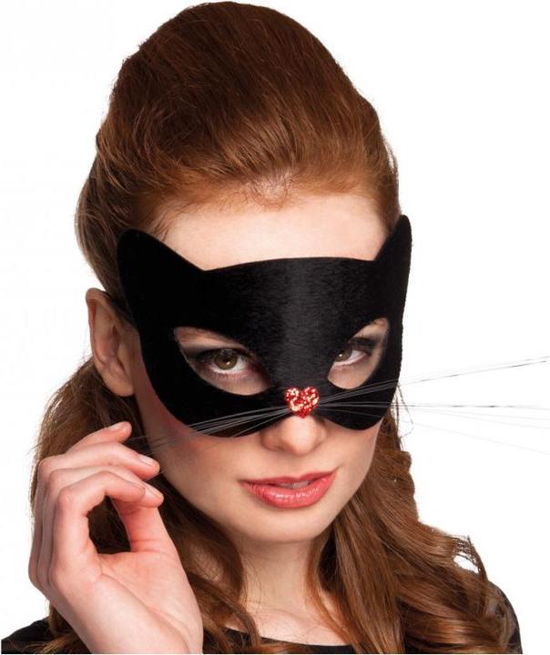 Smiffys Augenmaske Calavera-Katze Glitzer – Für Halloween, Karneval & Mottopartys