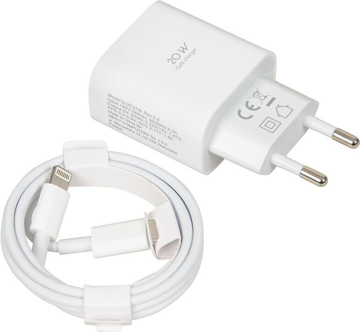 Actual product image iBox C-37 USB-C PD20W WALL CHARGER USB-C TO LIGHTNING CABLE (20 W)