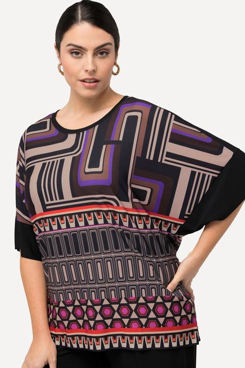 Produktbild Ulla Popken Damen grosse Grössen Blusenshirt, Oversized, Rundhals, Halbarm schwarz 54+ 829443100-54+ (56)