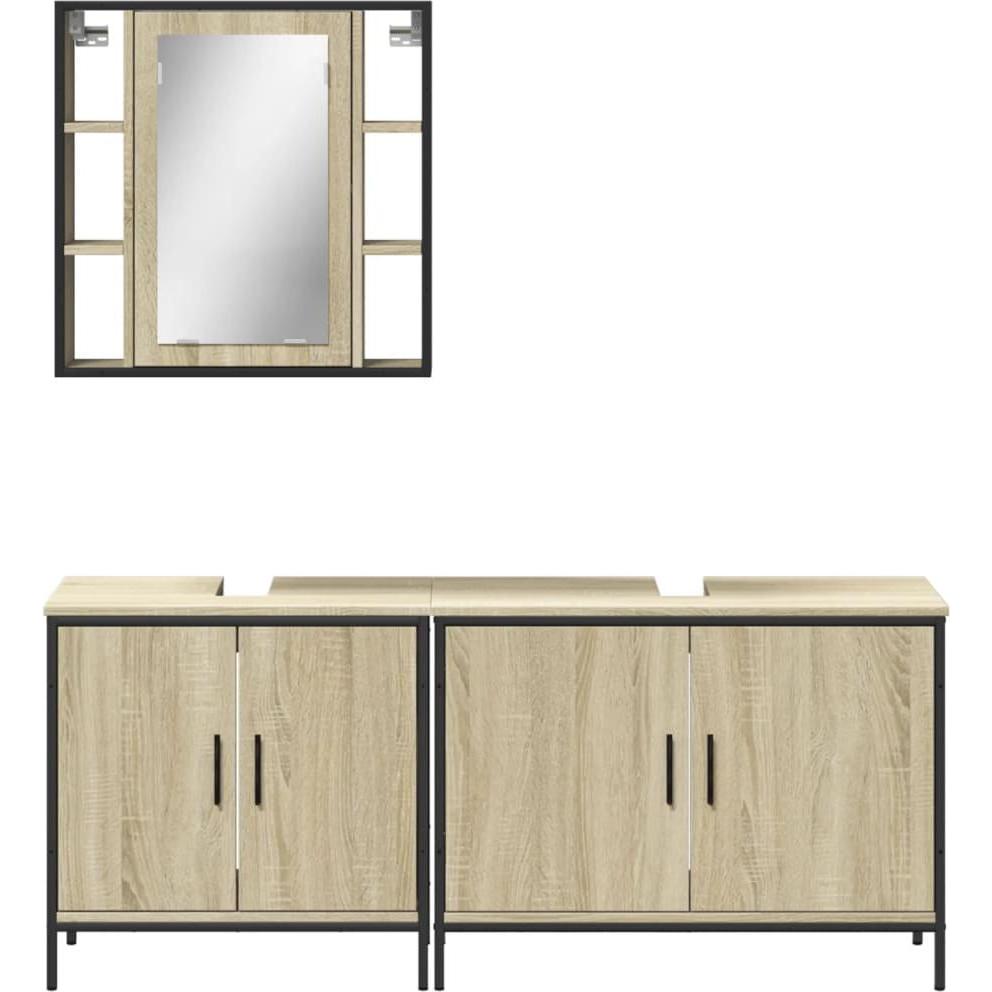 VidaXL, Spiegelschrank, 3-tlg. Badmöbel-Set (60 x 16 x 60 cm)