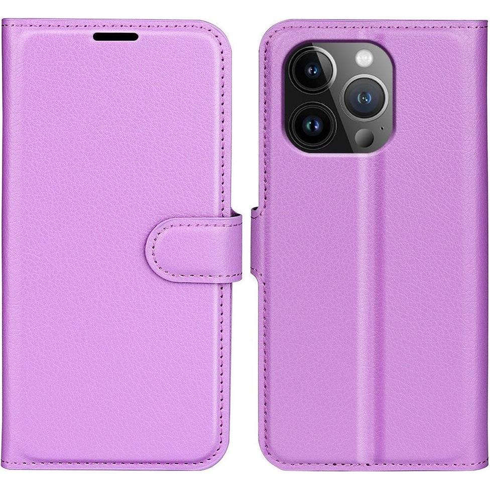 Cover-Discount iPhone 15 Pro - Leder Etui Hülle violett (Apple iPhone 15 Pro), Smartphone Hülle, Violett