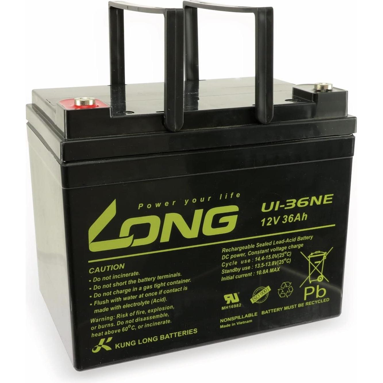Thumbnail - Kung Long, Versorgungsbatterie, Bleiakku, 12V-/36Ah, U1-36NE (12 V, 36 Ah)