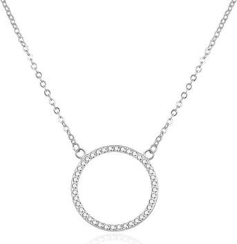 Actual product image Beneto Dazzling silver necklace with zircons AGS1169 / 47 (L)