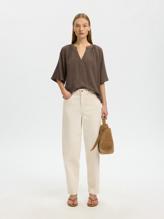 Immagine prodotto Selected Slfviva 2/4 V-Neck Linen Blend Top Noos (36)