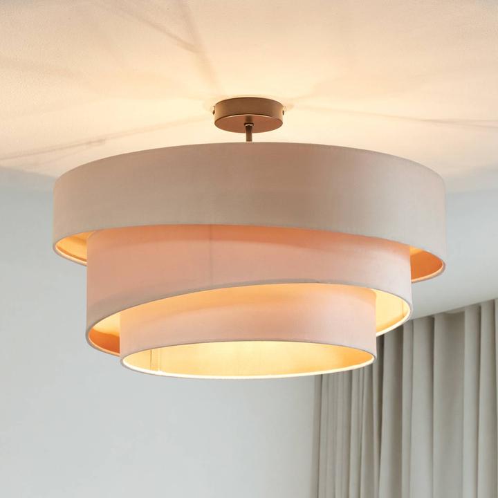 Produktbild Lindby Jusari Deckenlampe aus Textil, weiss (E27)