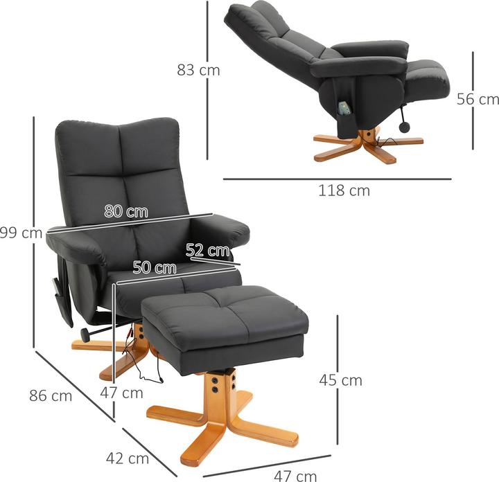 Produktbild Homcom Massagestuhl Kunstleder, Schaumstoff, Holz Schwarz