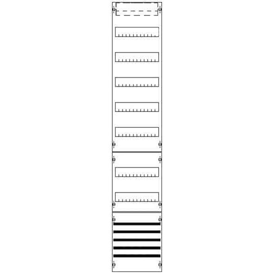 Striebel & John, Verteilerschrank Zubehör, Verteilerfeld 7-reihig FV19S m.SaS 1350mm BH5
