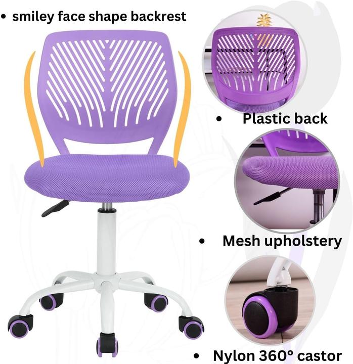 Actual product image FurnitureR Office Chair Fabric Seat Ergonomic Study Without Armrest