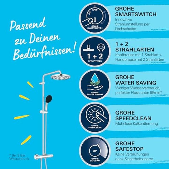 Produktbild Grohe Vitalio Start System 250 Duschsystem mit Thermostatbatterie und Vitalio Start 110 Handbrause, inkl.