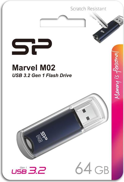 Image du produit Silicon Power memory USB Marvel M02 64GB USB 3.0 Blue (64 Go, USB-A)