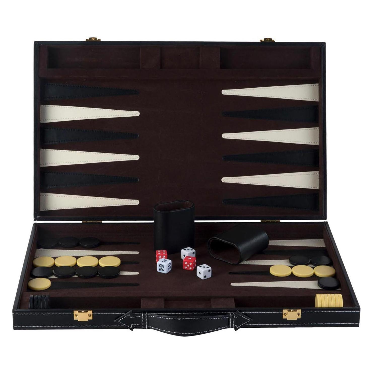 Longfield Games Backgammon 18 Klassiek Bordspel In Bruin En Ivoor (Duits, 2 - 6 Spelers)