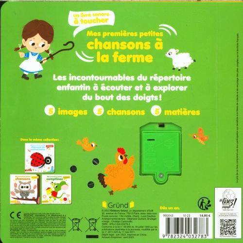 Actual product image Gründ éditions Mes premières petites chansons à la ferme : un livre sonore à toucher (French, Mr Iwi, 2023)
