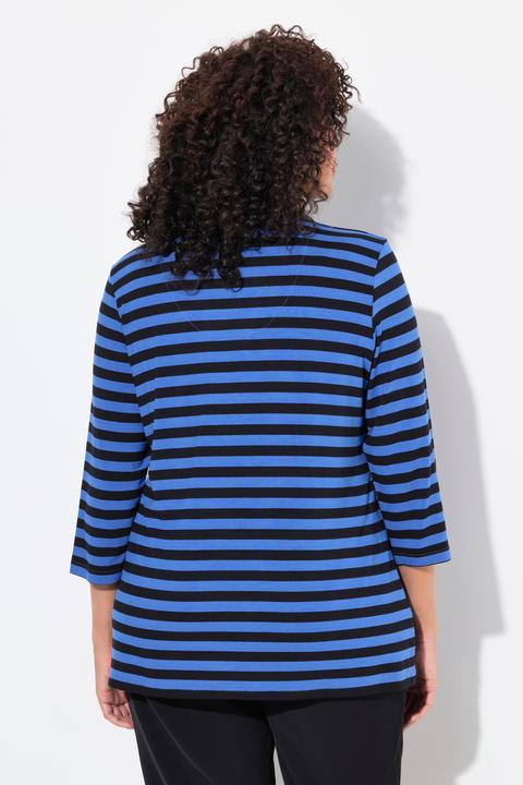 Actual product image Ulla Popken Striped V-Neck 3/4 Sleeve Top (62)