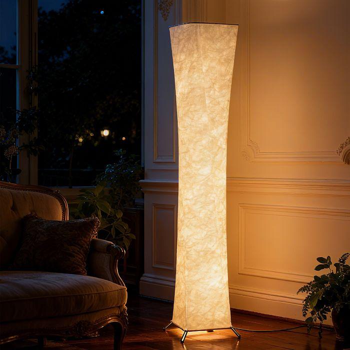 Actual product image Swisshandel24 Stehlampe mit Papierschirm, Fussschalter, 3 Helligkeitsstufen, Weiss (900 lm)