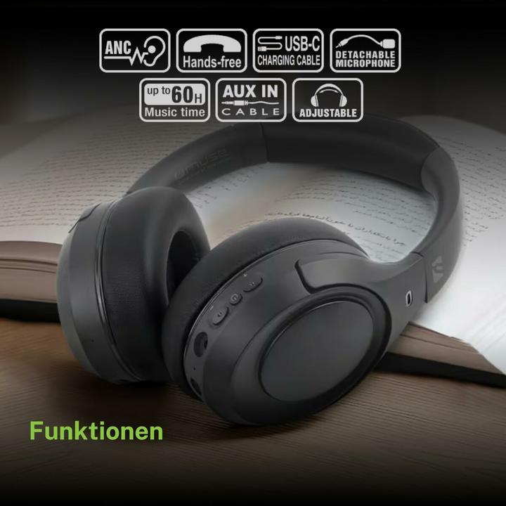 Actual product image Muse M-295 Wireless headphones ANC, Black (ANC, 60 h, Wireless)