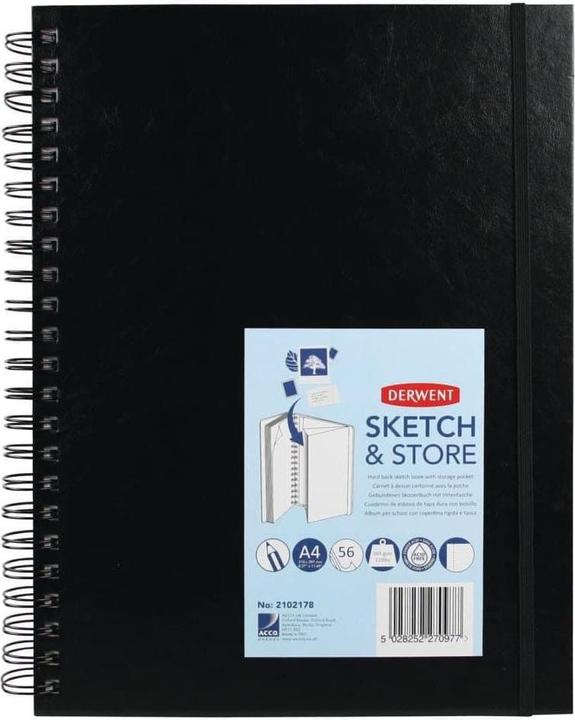 Immagine prodotto Derwent Sketch & Store, quaderno per schizzi con copertina rigida, DIN-A4, 56 fogli (A4, Copertina rigida)