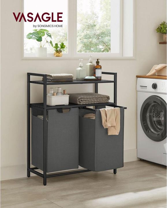 Image du produit Vasagle Wäschekorb mit Ablage Grau (92 l)