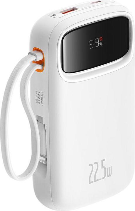 Produktbild Baseus Qpow2 Dual-Cable Digital Display Fast Charge Power Bank 10000mAh 22.5W Stellar White (10000 mAh, 22.50 W)