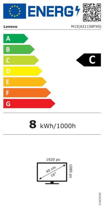 Energy Label Lenovo DUPLIKAT ThinkVision M15 (1920 x 1080 pixels, 15.60")