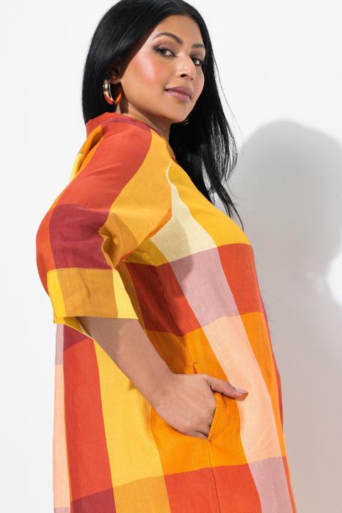 Produktbild Ulla Popken Leinen-Longbluse, Hemdkragen, Taschen, 3/4-Arm (42, 44)