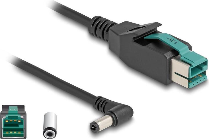 Actual product image Delock PoweredUSB cable 12 V plug to DC 5.5 x 2.5 mm angled plug 1 m (1 m)