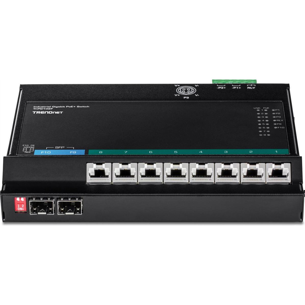 Thumbnail - Trendnet 10-Port-Industrie-Gigabit-PoE+-Wandmontage-Frontzubehör (10 Ports), Netzwerk Switch, Schwarz
