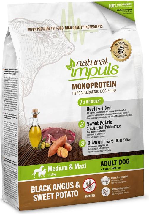 Image du produit Natural Impuls Black Angus avec des patates douces (Adulte, 1 pcs, 1000 g)