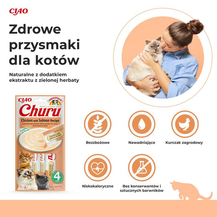 Immagine prodotto Inaba Churu Pollo con salmone - bocconcino per gatti - 4x14 g (Senior, 4 pz., 56 g)