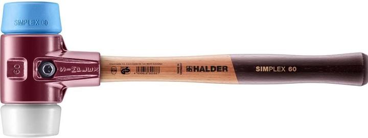Actual product image Halder Soft faced hammer SIMPLEX length 405 mm head-Ø 60 mm soft/medium hard wood TPE-soft blue/super (1445 g)
