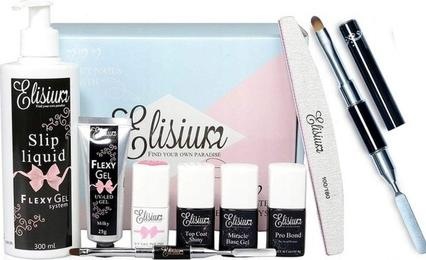 Produktbild Elisium SET Zestaw Maxi FlexyGel Pro Bond + Miracle Base Gel + Top Coat Shiny + FlexyGel Milky (Haarpaste)