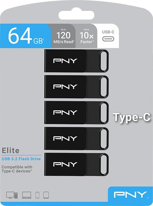 Produktbild PNY ELITE TYPE-C USB 3.2 64GB X5 (64 GB, USB-C)