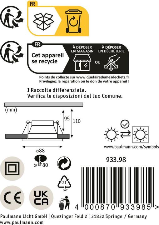 Actual product image Paulmann Recessed luminaire Cole (GU10)